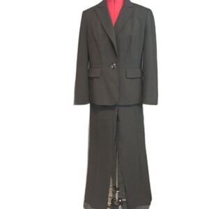 Le Suit Pantsuit Women Size 6 Black & White Pinstripe 2-Piece Set Blazer & Pants